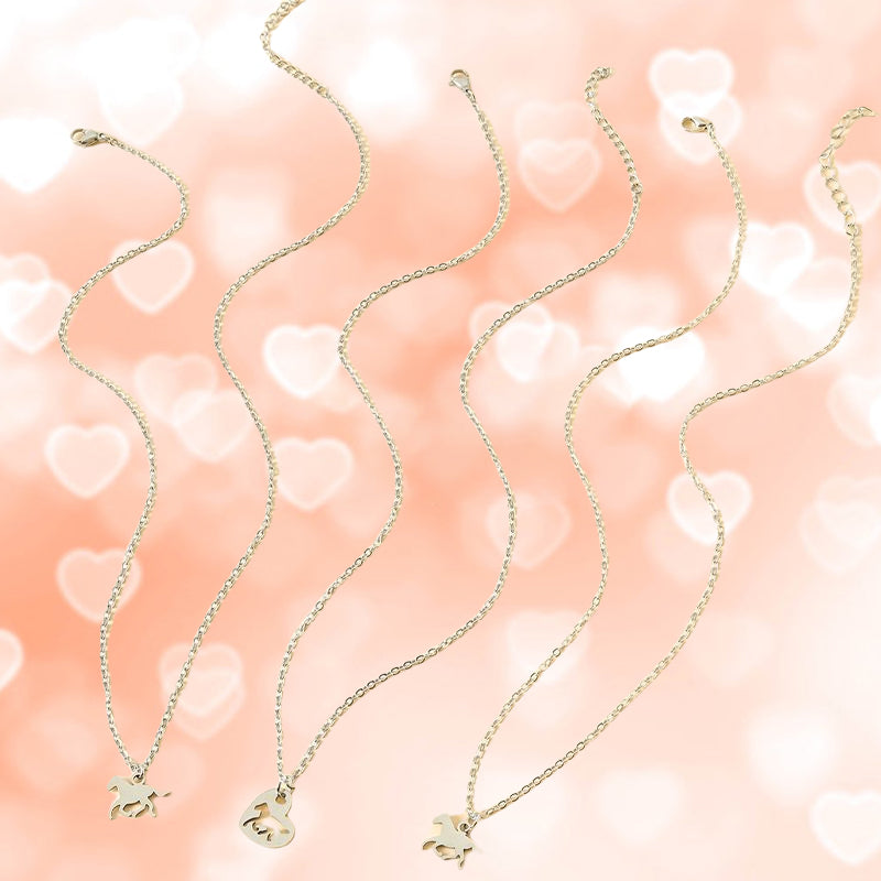 Stainless Steel Mom & Daughter Horse 3-Pieces Necklace - Gift for Mum