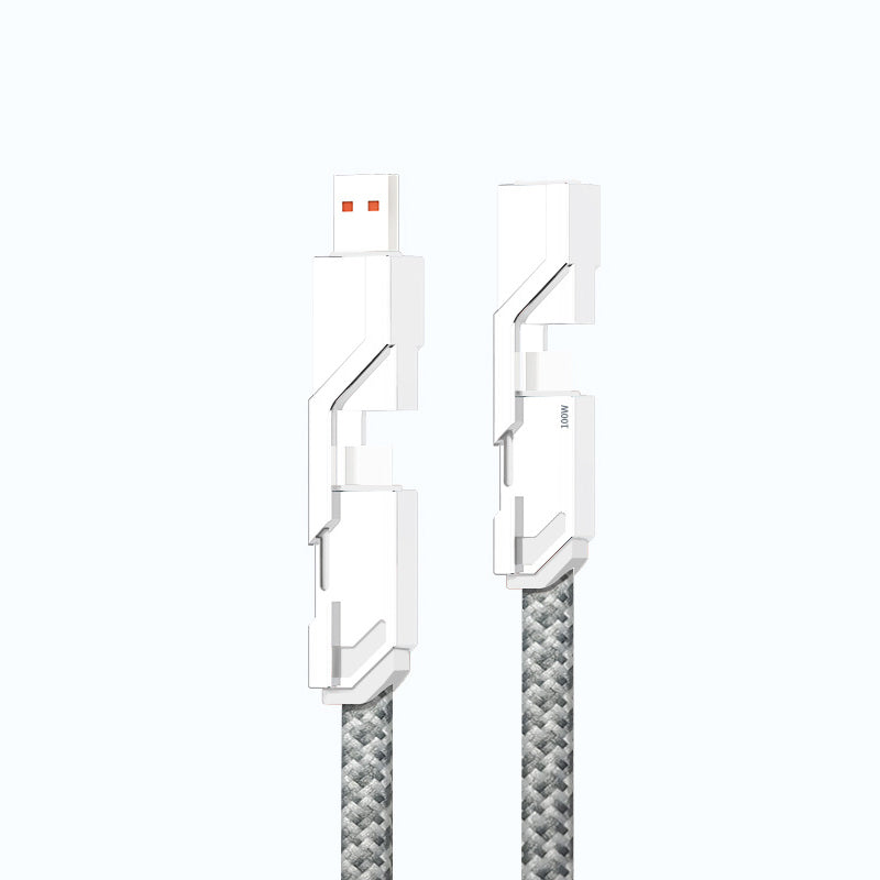 🔥4-in-1 Flat Braided Anti-tangle Charger Cable with Velcro👍