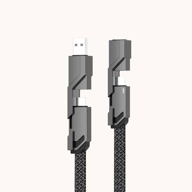 🔥4-in-1 Flat Braided Anti-tangle Charger Cable with Velcro👍