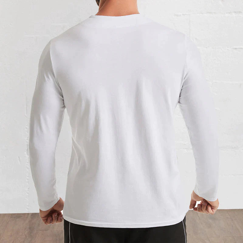 Men's V-Neck Cotton Long Sleeve Shirt