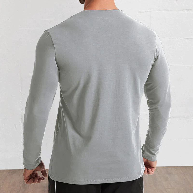 Men's V-Neck Cotton Long Sleeve Shirt