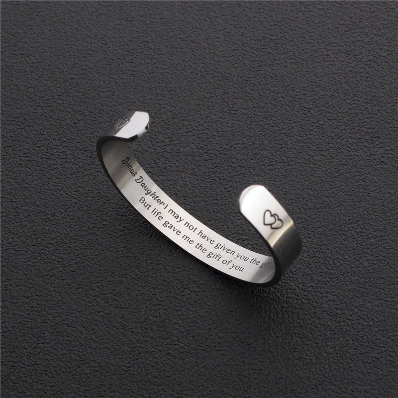 Gift To My Bonus Daughter - I Love You Lettering Bracelet