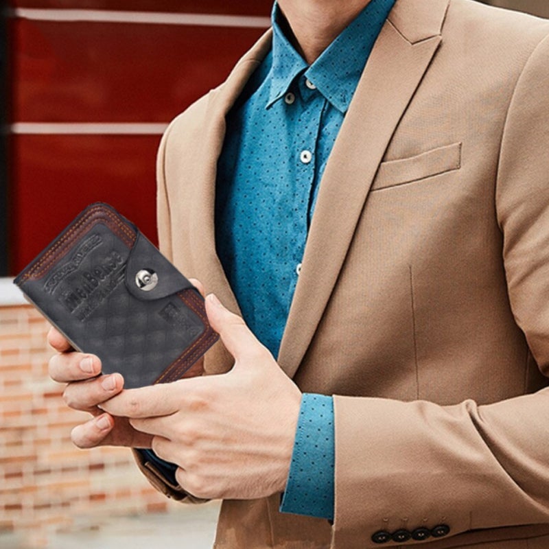 Large Capacity Leather Bifold Short Men's Wallet