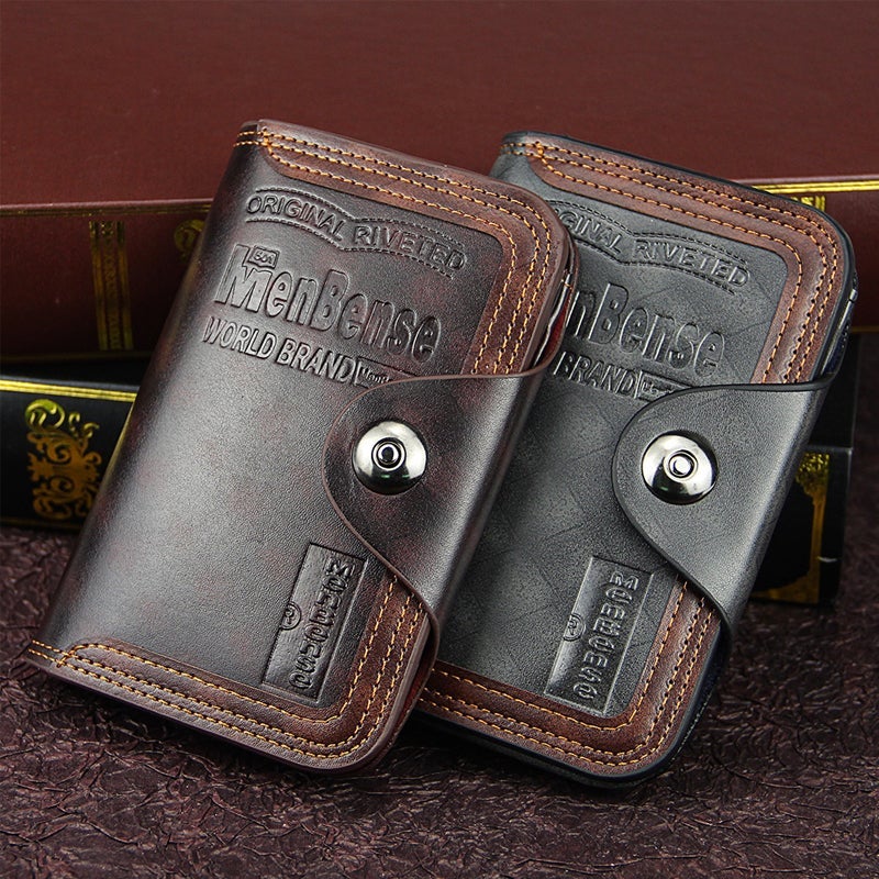 Large Capacity Leather Bifold Short Men's Wallet