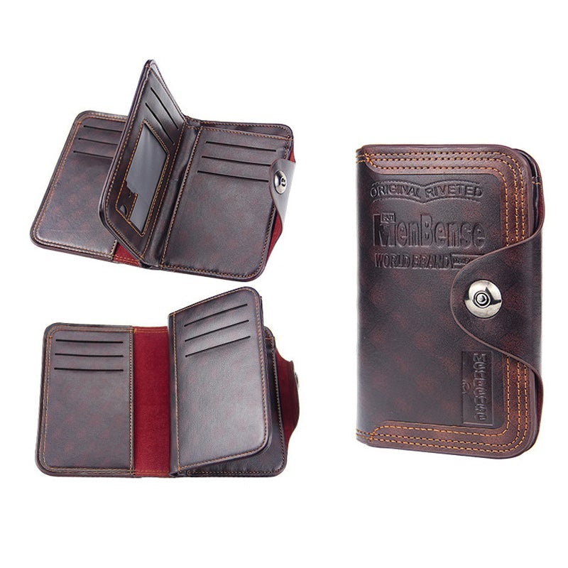 Large Capacity Leather Bifold Short Men's Wallet