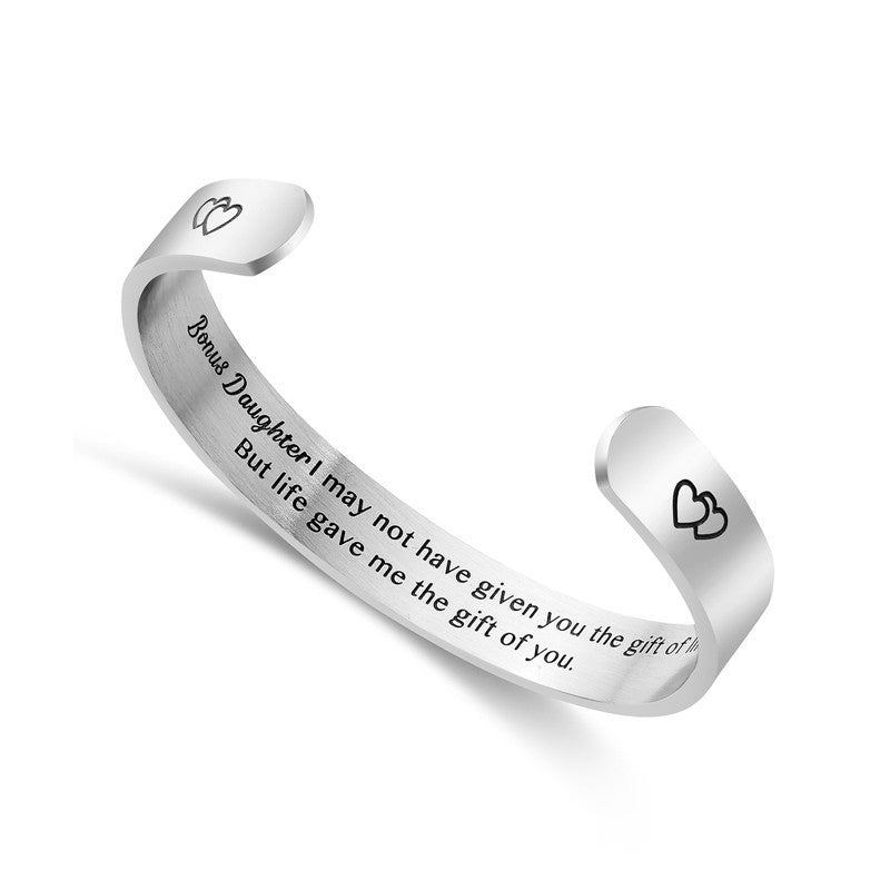 Gift To My Bonus Daughter - I Love You Lettering Bracelet