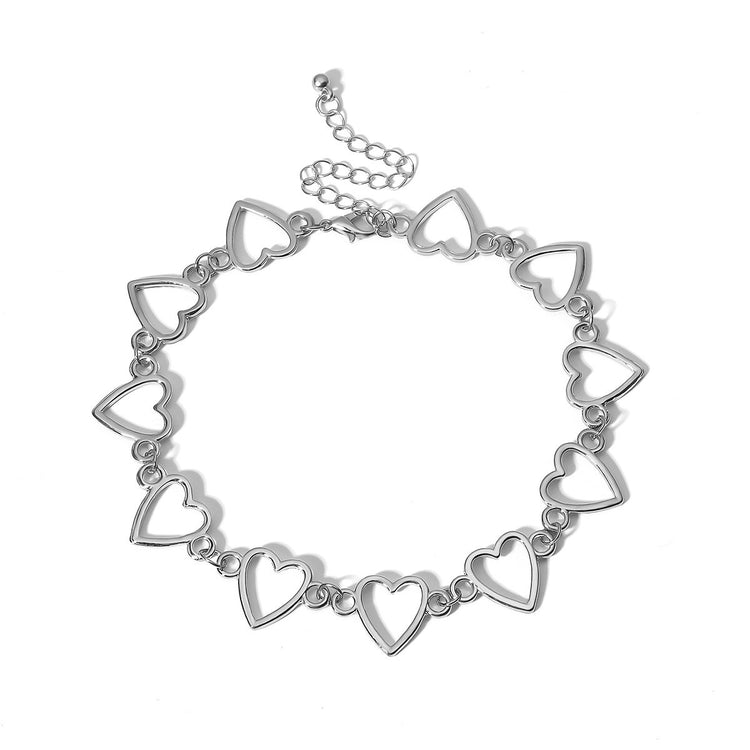 Hollow Korean Sweet Love Heart Choker Necklace