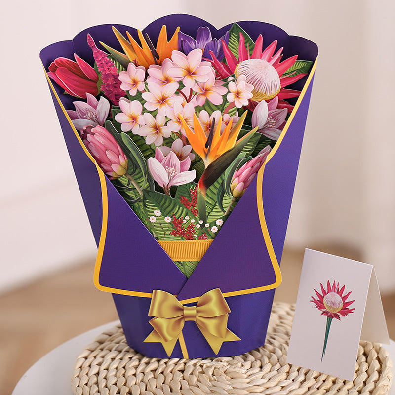 💐3D Stereo Flower Bouquet, Life Size Pop-Up Greeting Card Gift