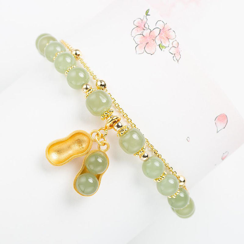 Lucky WADA Jade Bracelet - Gold Leaf, Mermaid, Peanut