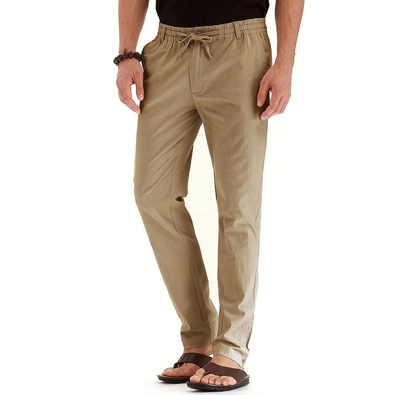 Men's Casual Pants Elastic Waist Drawstring Cargo Trousers