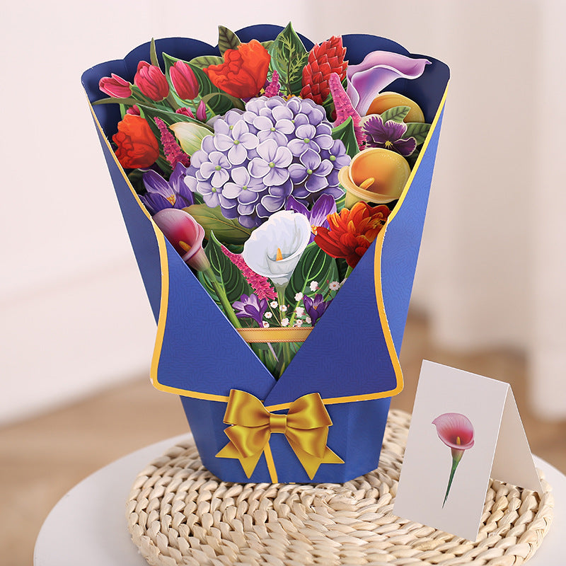 💐3D Stereo Flower Bouquet, Life Size Pop-Up Greeting Card Gift