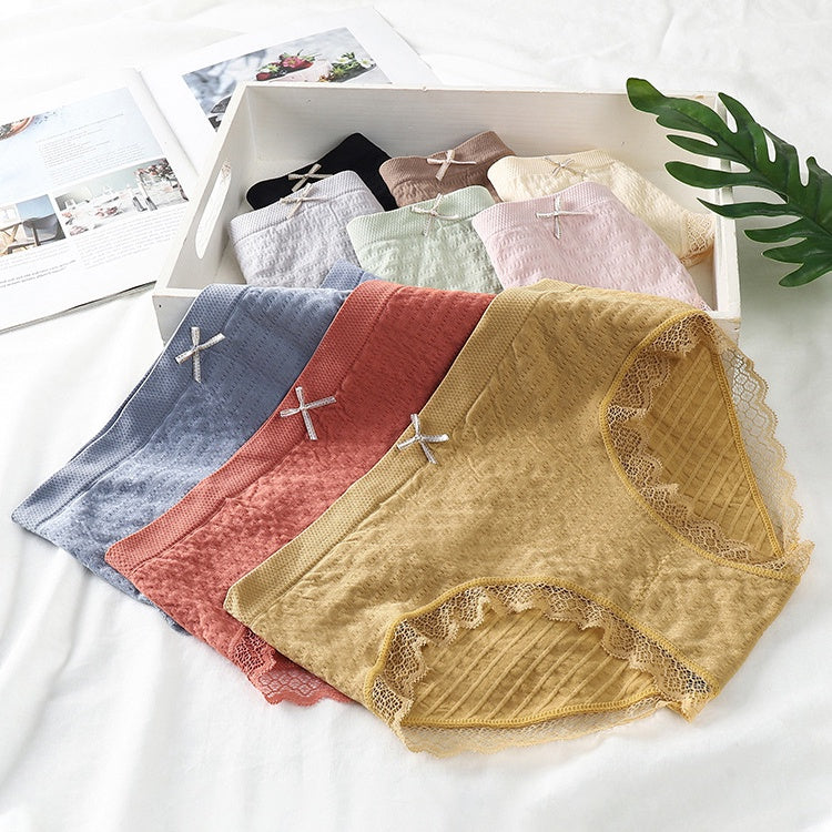 5/7 Pack Women's Bubble Panties Seamless Cotton Mid Waist Antibacterial Underpants