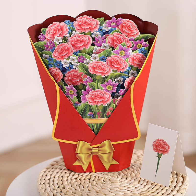 💐3D Stereo Flower Bouquet, Life Size Pop-Up Greeting Card Gift