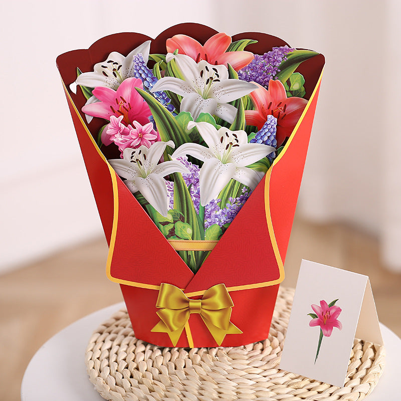 💐3D Stereo Flower Bouquet, Life Size Pop-Up Greeting Card Gift