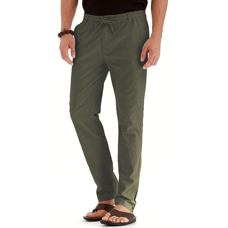 Men's Casual Pants Elastic Waist Drawstring Cargo Trousers