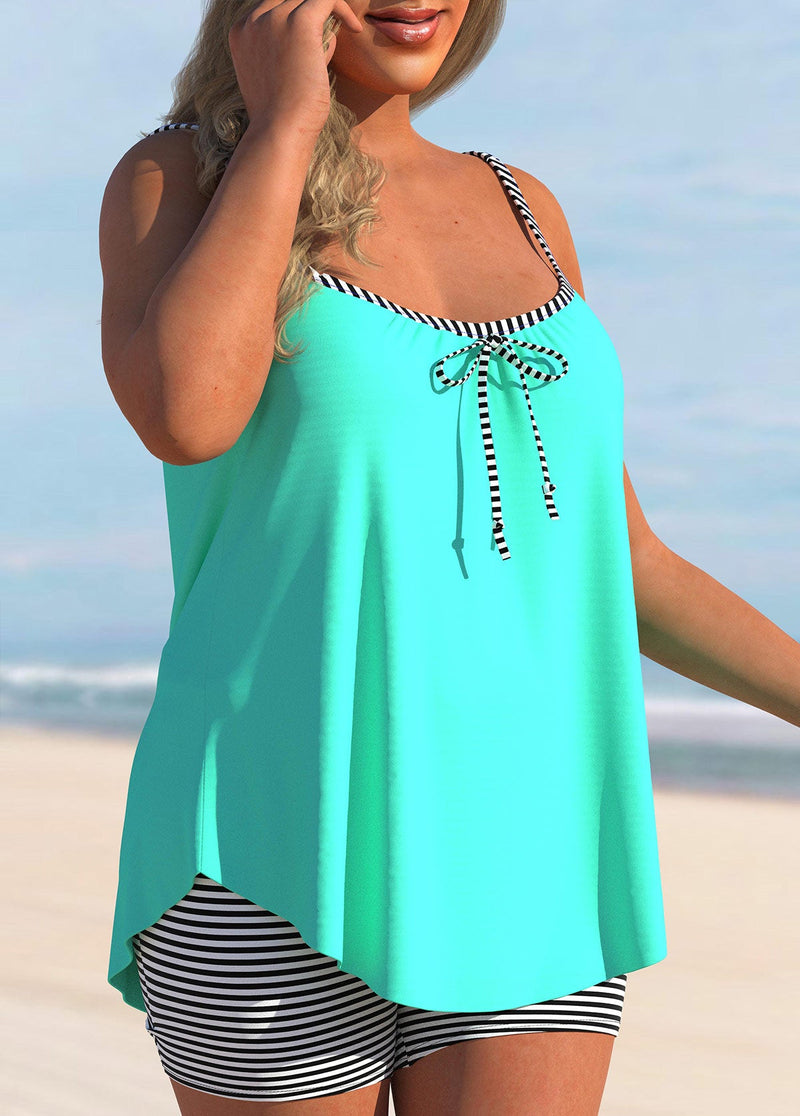 Women's Tropical Print Tankini Set 2-Pieces Plus Size Swimsuit