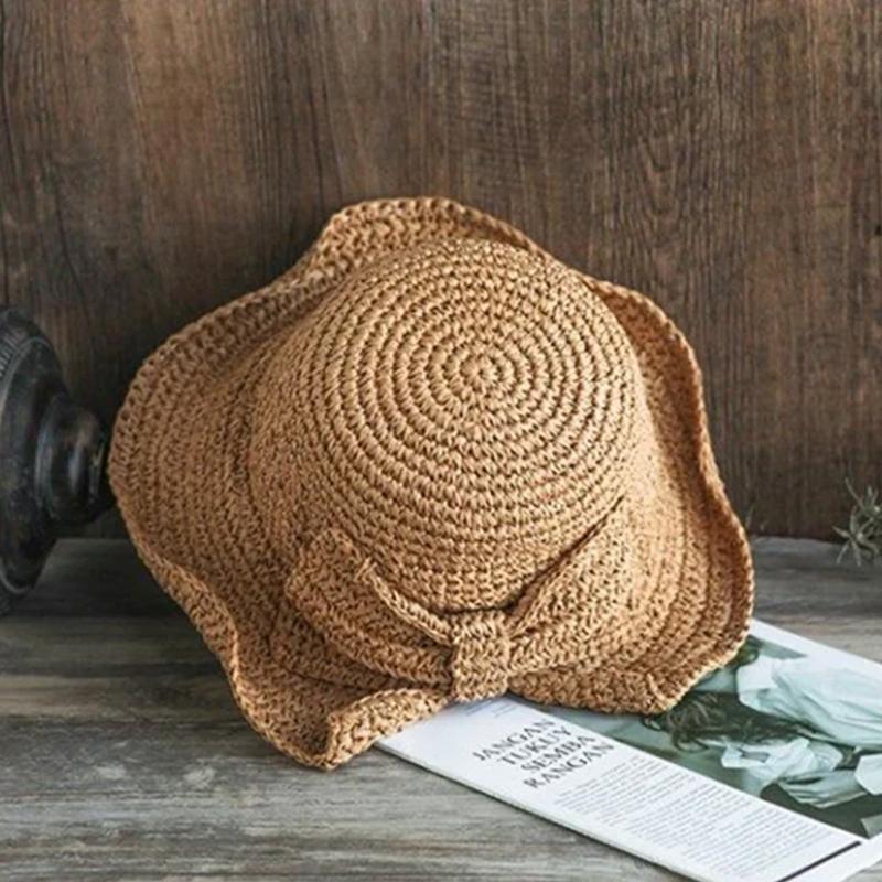 Straw Cloche Hat With Bow, Wide Brim Floppy Summer Sun Hat for Women