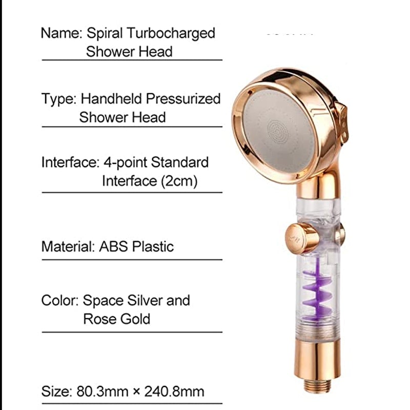 3 Mode Adjustable Turbocharged Shower Head