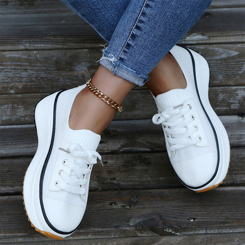 Women Lace-up Sneakers In Stretch Fabric