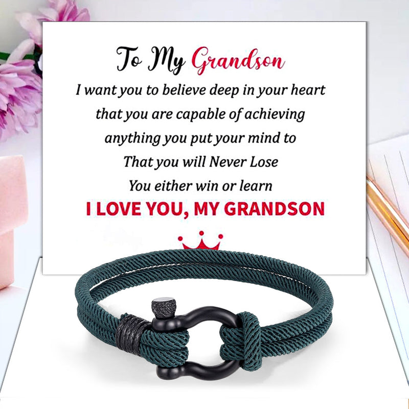 Love You Forever Nautical Braided Rope Bracelet - To My Son/Grandson