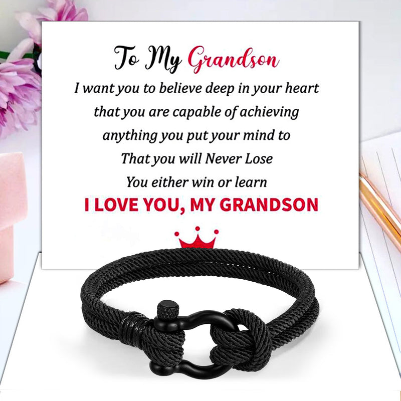 Love You Forever Nautical Braided Rope Bracelet - To My Son/Grandson