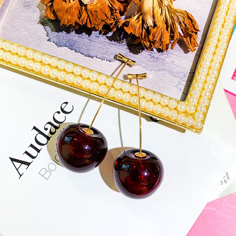 Celia Pink/Rouge Cherry Earrings