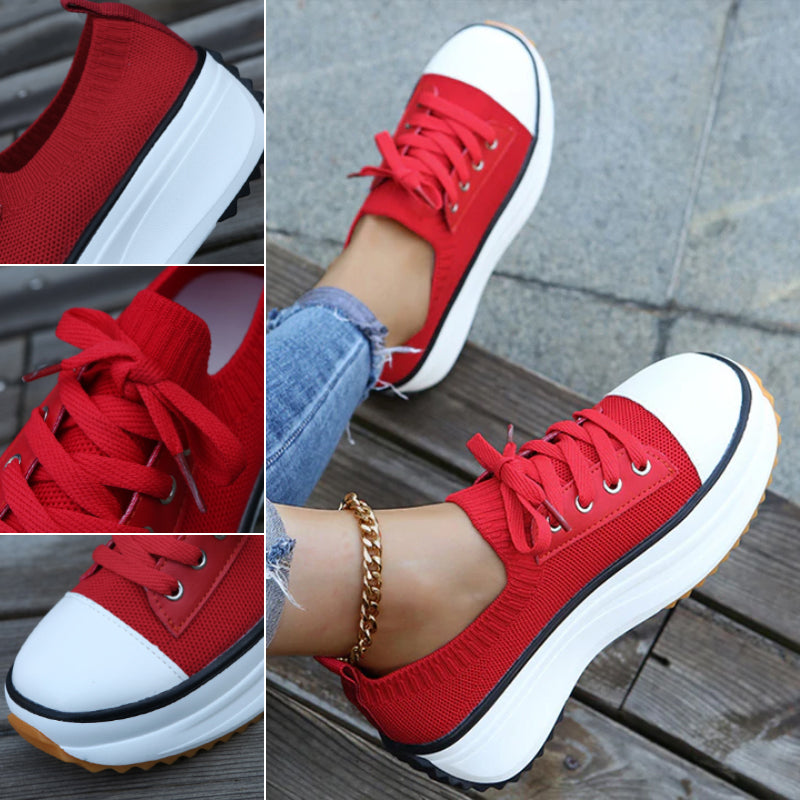 Women Lace-up Sneakers In Stretch Fabric