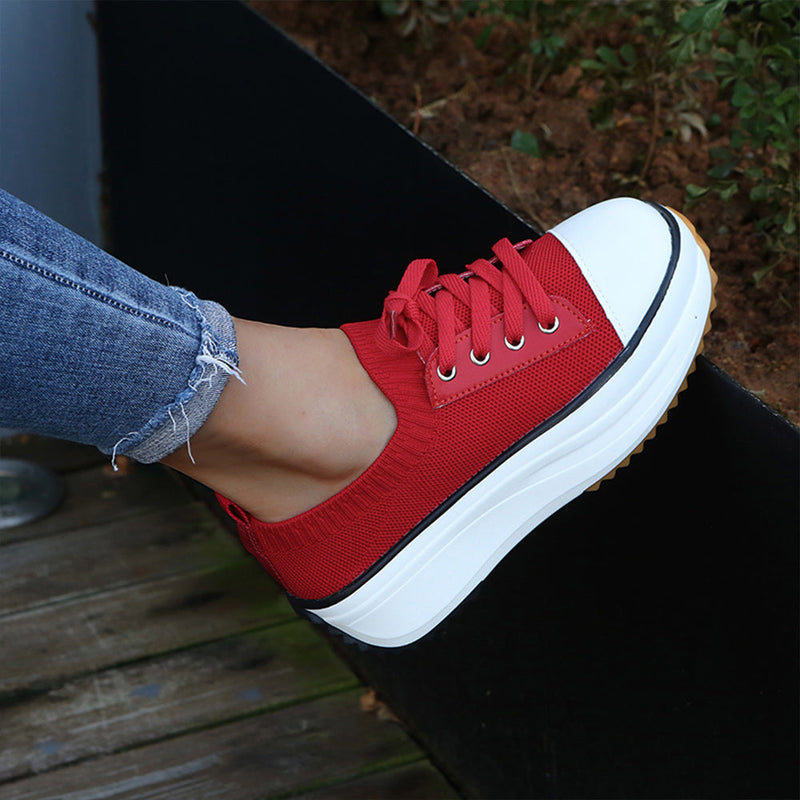 Women Lace-up Sneakers In Stretch Fabric