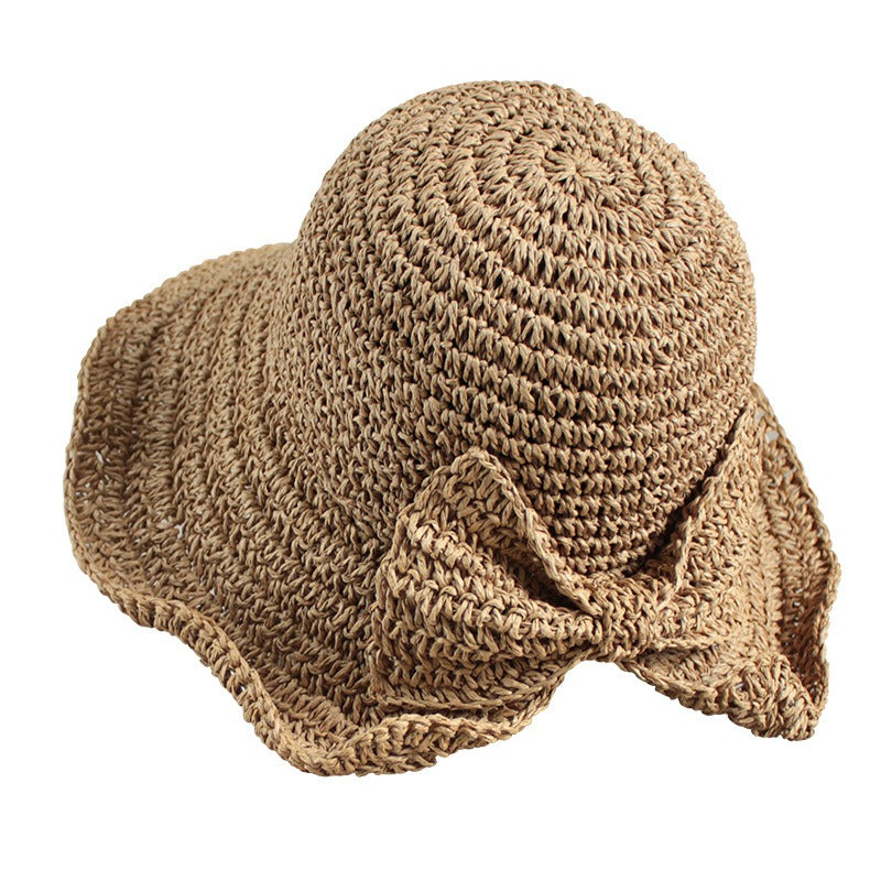 Straw Cloche Hat With Bow, Wide Brim Floppy Summer Sun Hat for Women