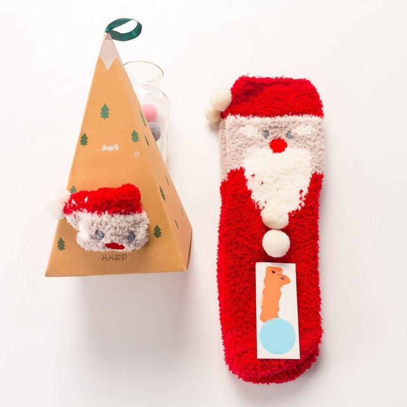 4 Pairs Christmas-themed Coral Fleece Soft Warm Socks