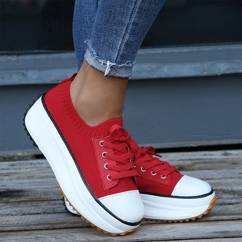 Women Lace-up Sneakers In Stretch Fabric