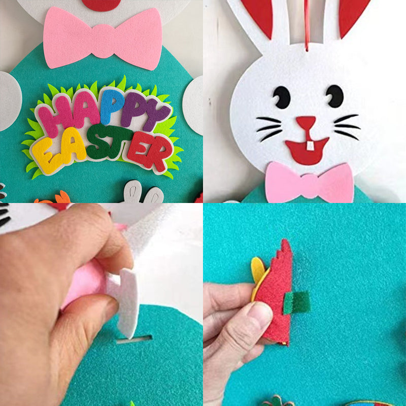 DIY Felt Pendant Rabbit Easter Kids Gift Cartoon Bunny Decor Wall Hanging