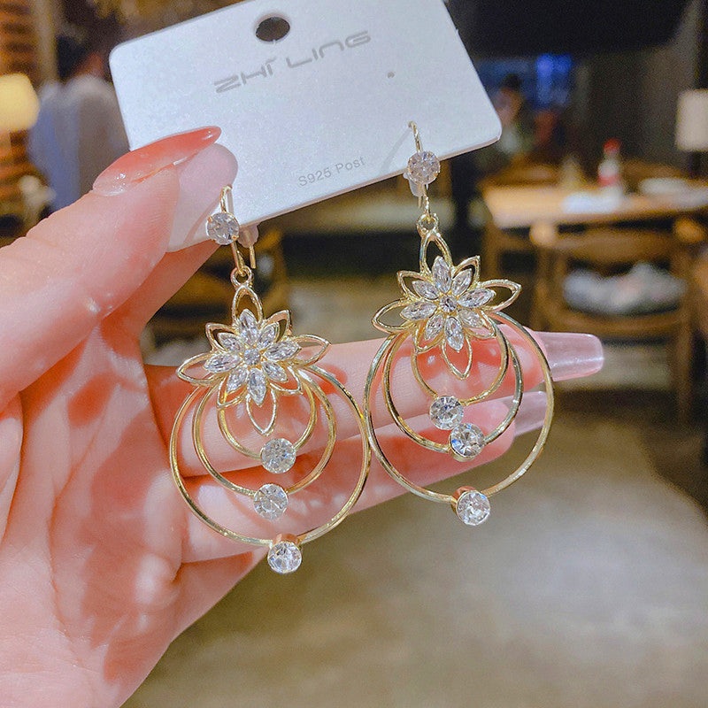 Lotus Zirconia Hoop Earrings
