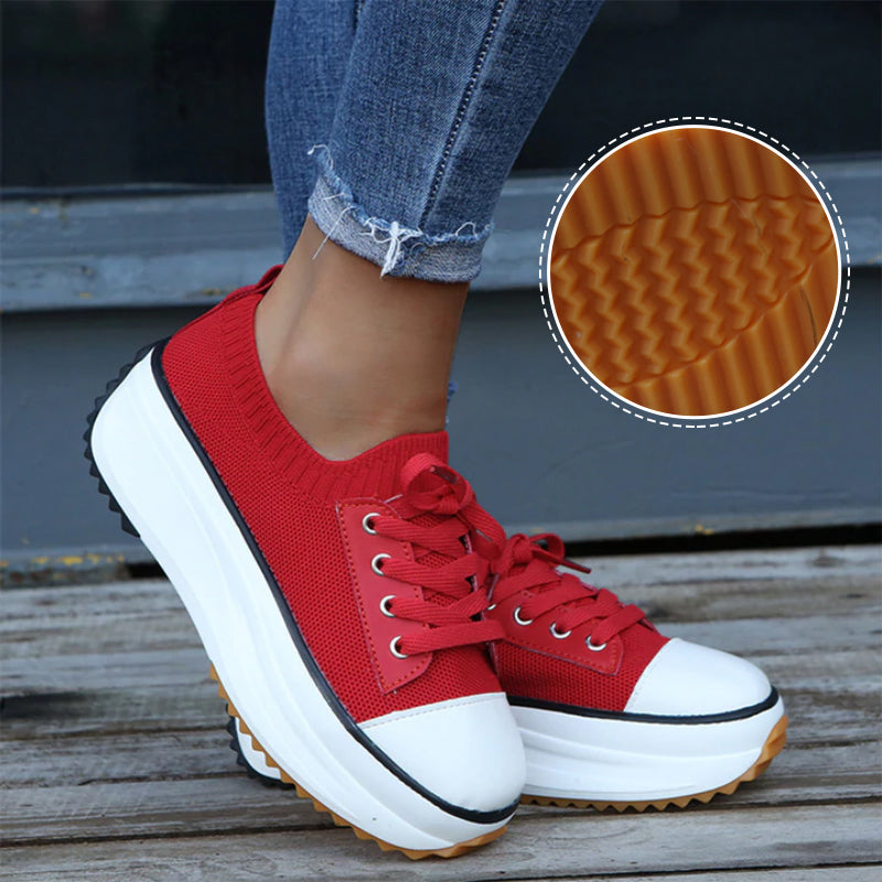 Women Lace-up Sneakers In Stretch Fabric