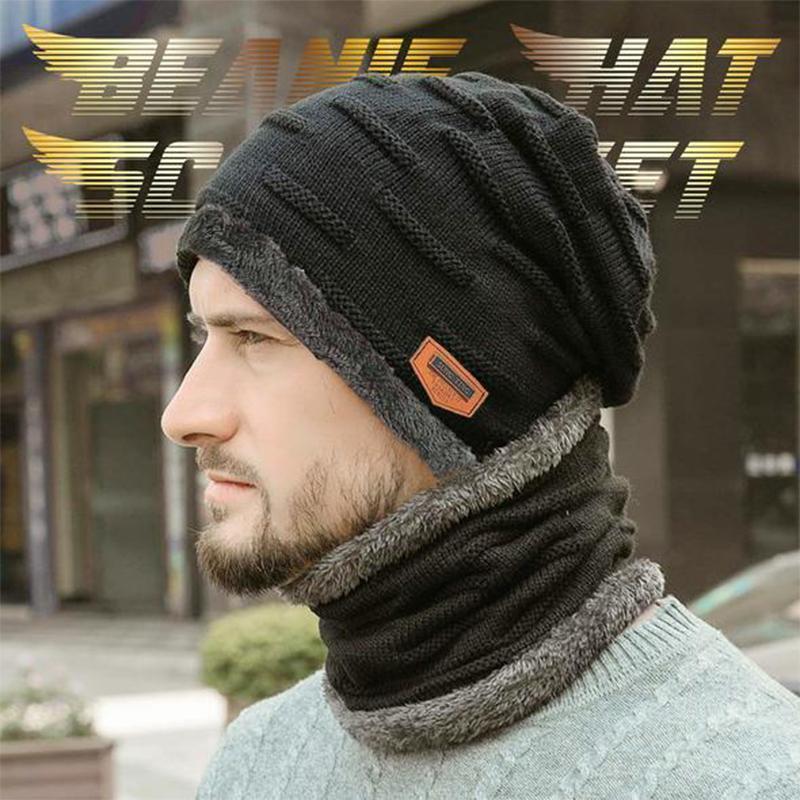 Warm Beanie Cap With Scarf Unisex