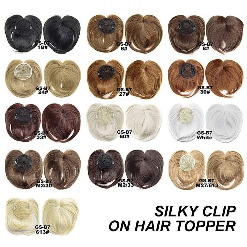 Short Natural Silky Clip-On Hair Topper