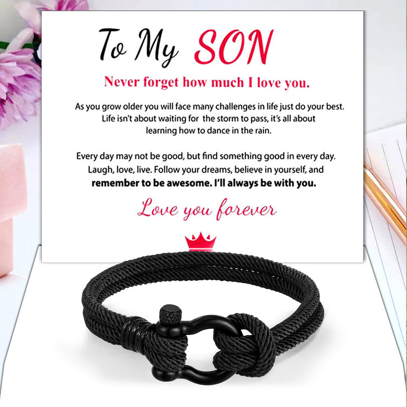 Love You Forever Nautical Braided Rope Bracelet - To My Son/Grandson
