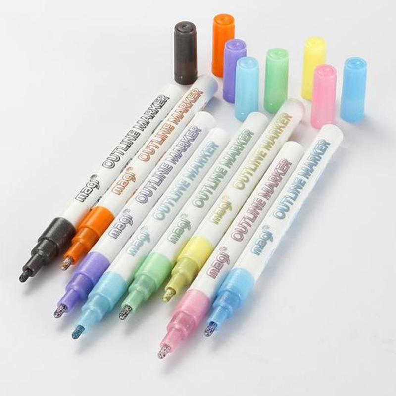 Gorgeous Double Outline Marker Pens Set (8/12 colors)