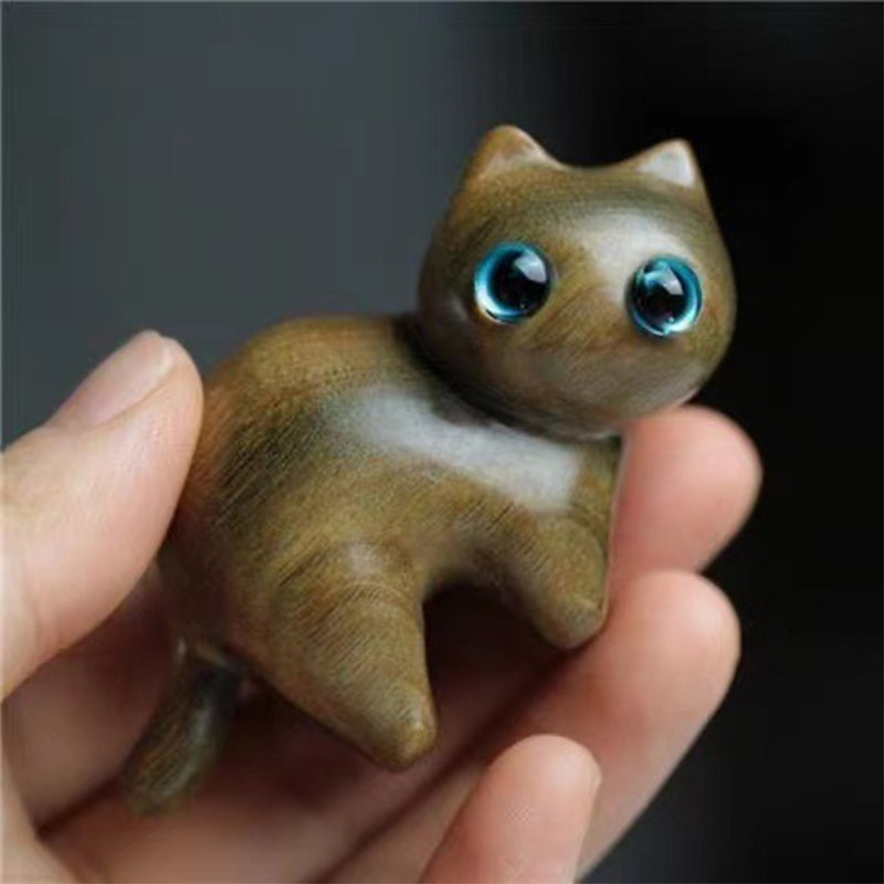 🐈Handmade Wood Carved Cat Decoration