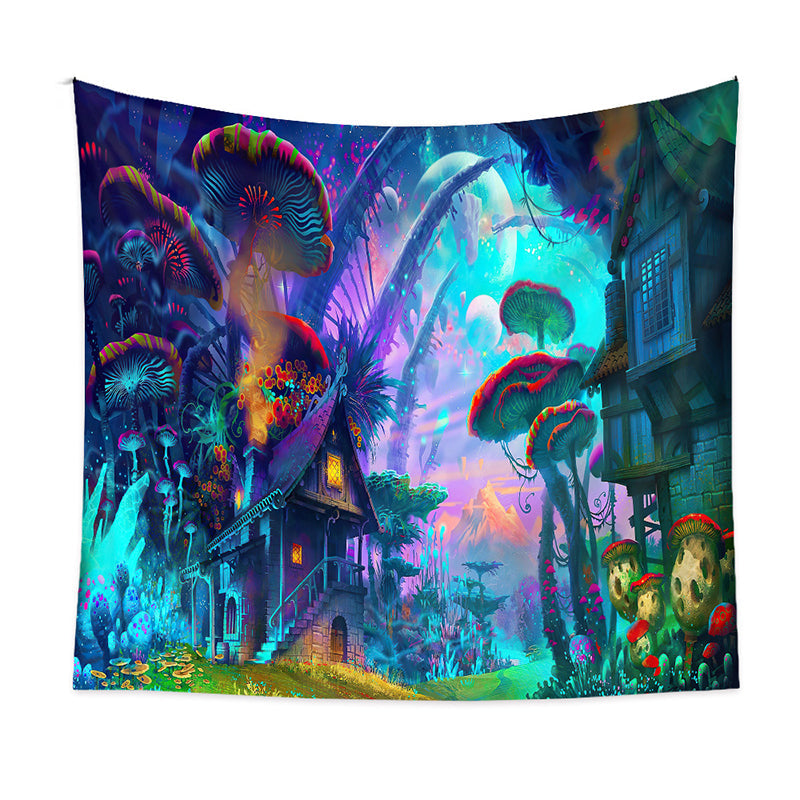 Psychedelic Forest Mushroom Wall Tapestry Art Decor Blanket