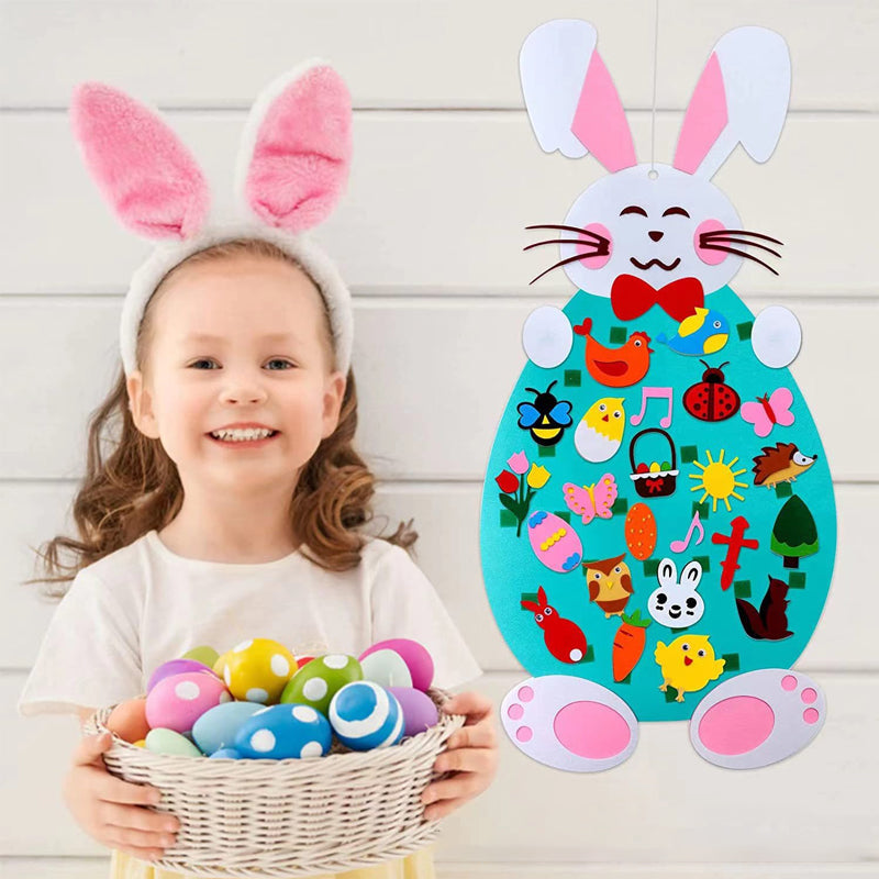 DIY Felt Pendant Rabbit Easter Kids Gift Cartoon Bunny Decor Wall Hanging