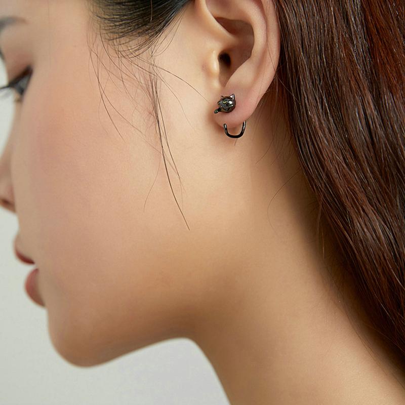 925 Sterling Silve Cute Cat Earrings