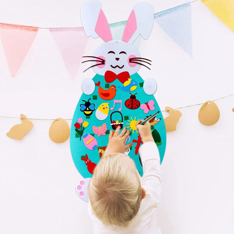 DIY Felt Pendant Rabbit Easter Kids Gift Cartoon Bunny Decor Wall Hanging