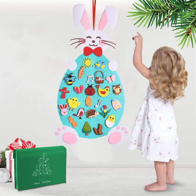 DIY Felt Pendant Rabbit Easter Kids Gift Cartoon Bunny Decor Wall Hanging