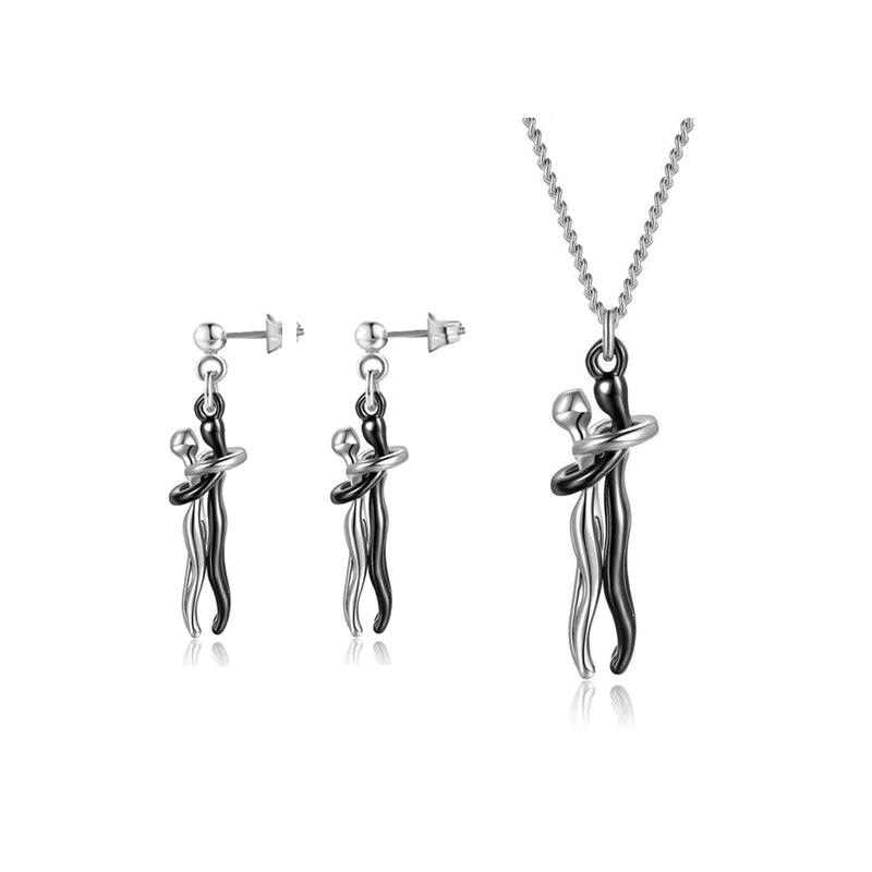 💕Perfect Gift for Lovers - Hug Necklace & Earrings Jewelry Set for Couples