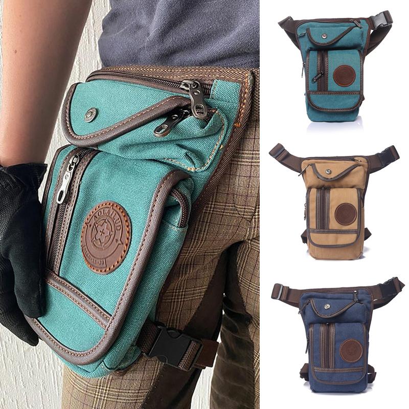 Casual Canvas Waist Bag, Full Fanny Pack Multi-Pocket Belt Bag Unisex