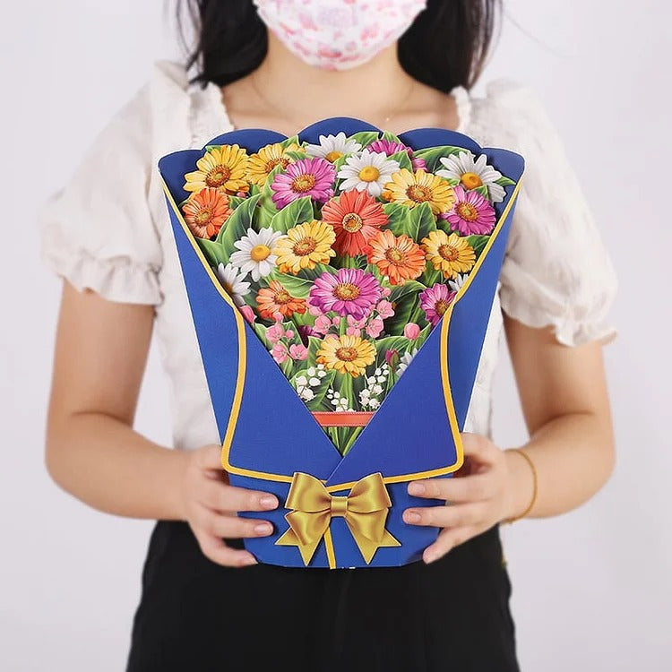 💐3D Stereo Flower Bouquet, Life Size Pop-Up Greeting Card Gift