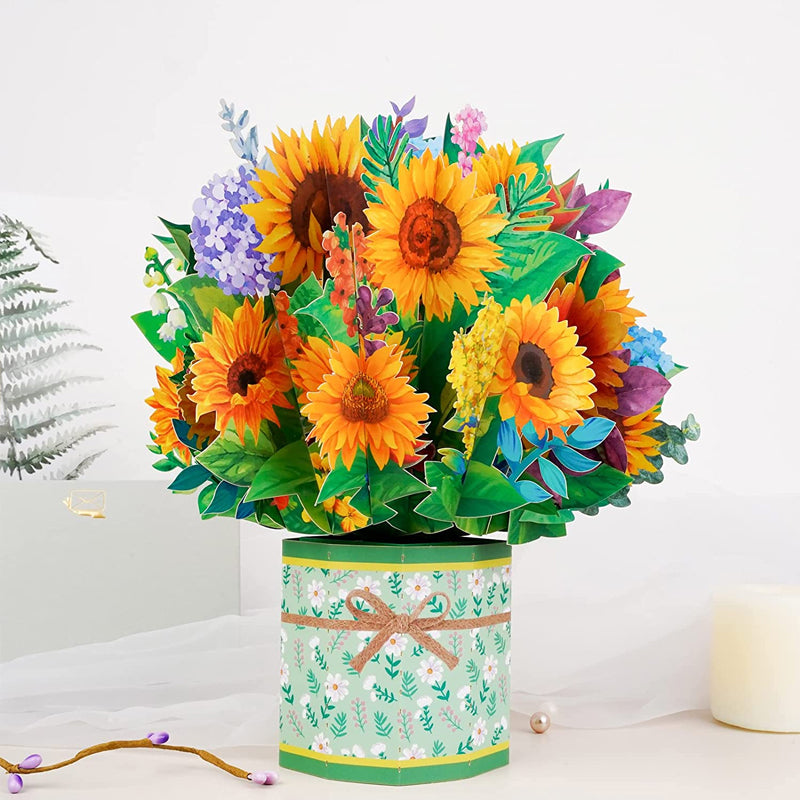 Pop Up Flower Bouquet Greeting Card Gift for Anniversary, Birthday
