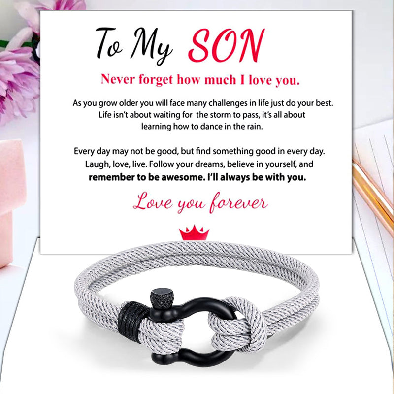Love You Forever Nautical Braided Rope Bracelet - To My Son/Grandson