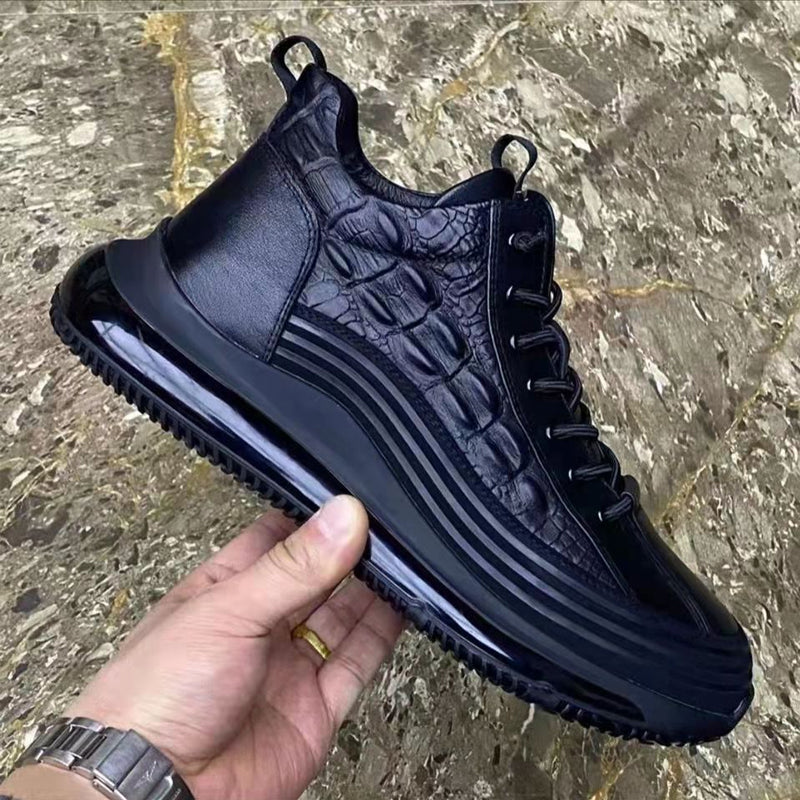 Men's Crocodile Print Height Lifting Non-Slip Casual Sneakers